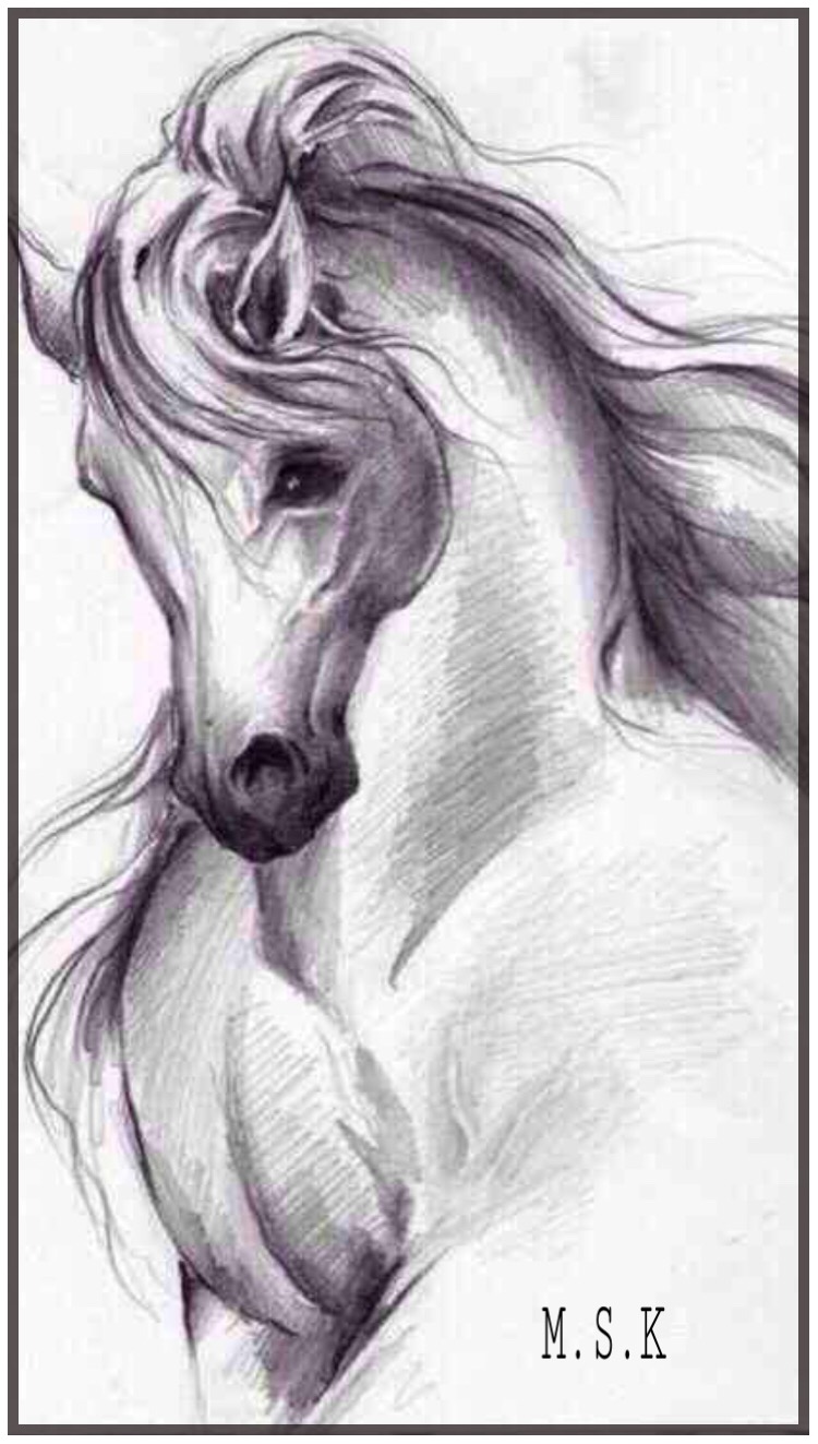 Лошадь рисунок от руки